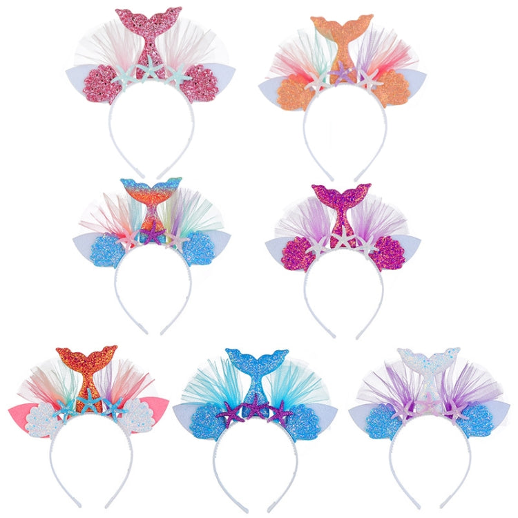 2 PCS Rainbow Mermaid Headband Children Party Hair Accessories Net Gauze Flower Animal Hair Accessories
