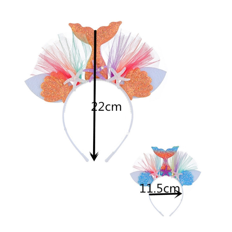2 PCS Rainbow Mermaid Headband Children Party Hair Accessories Net Gauze Flower Animal Hair Accessories