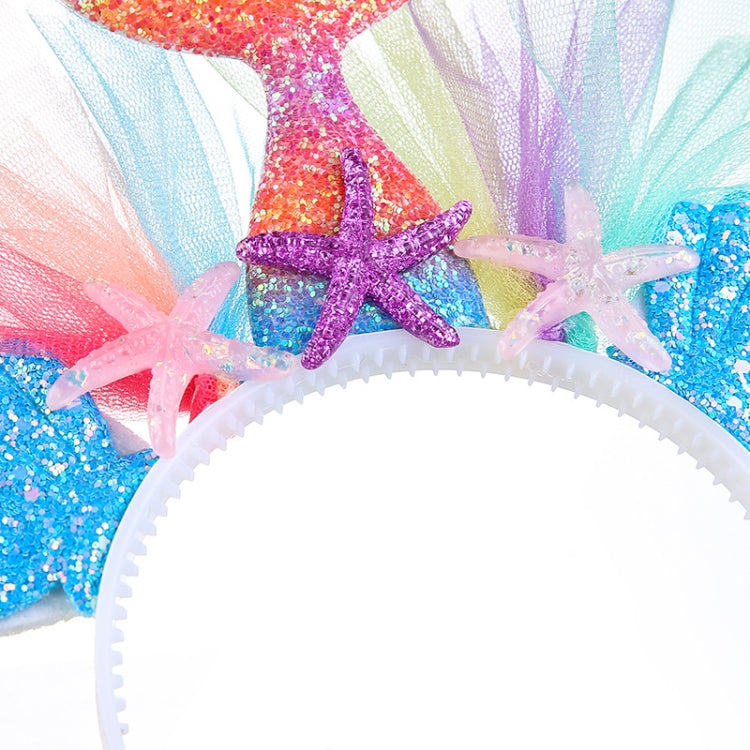 2 PCS Rainbow Mermaid Headband Children Party Hair Accessories Net Gauze Flower Animal Hair Accessories