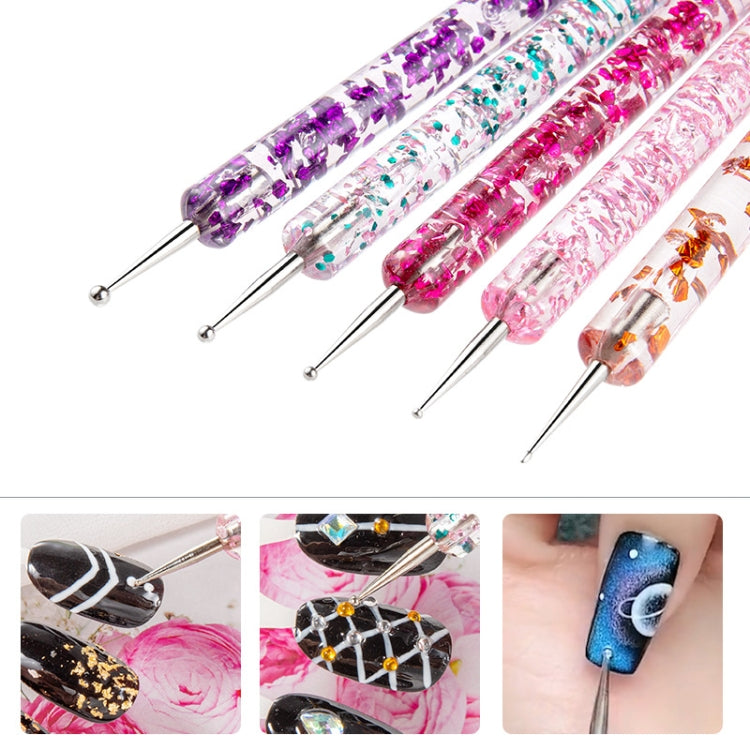 3 PCS 5 In 1 Nail Double-Headed Drill Pen Acrylic Transparent Pole Nail Tool
