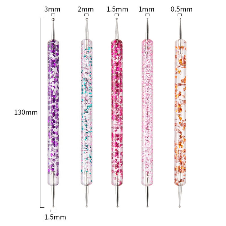3 PCS 5 In 1 Nail Double-Headed Drill Pen Acrylic Transparent Pole Nail Tool