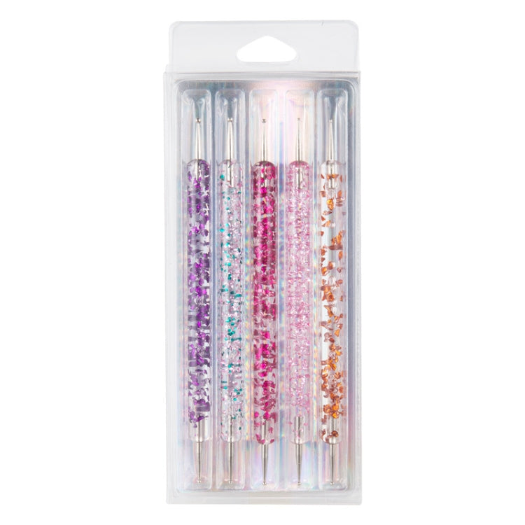 3 PCS 5 In 1 Nail Double-Headed Drill Pen Acrylic Transparent Pole Nail Tool