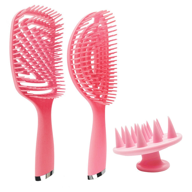 3 in 1 Plastic Curly Hair Salon Comb Set Hollow Massage Comb