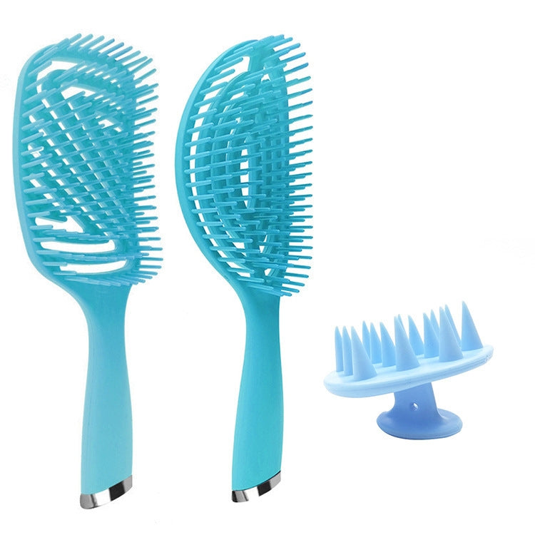 3 in 1 Plastic Curly Hair Salon Comb Set Hollow Massage Comb