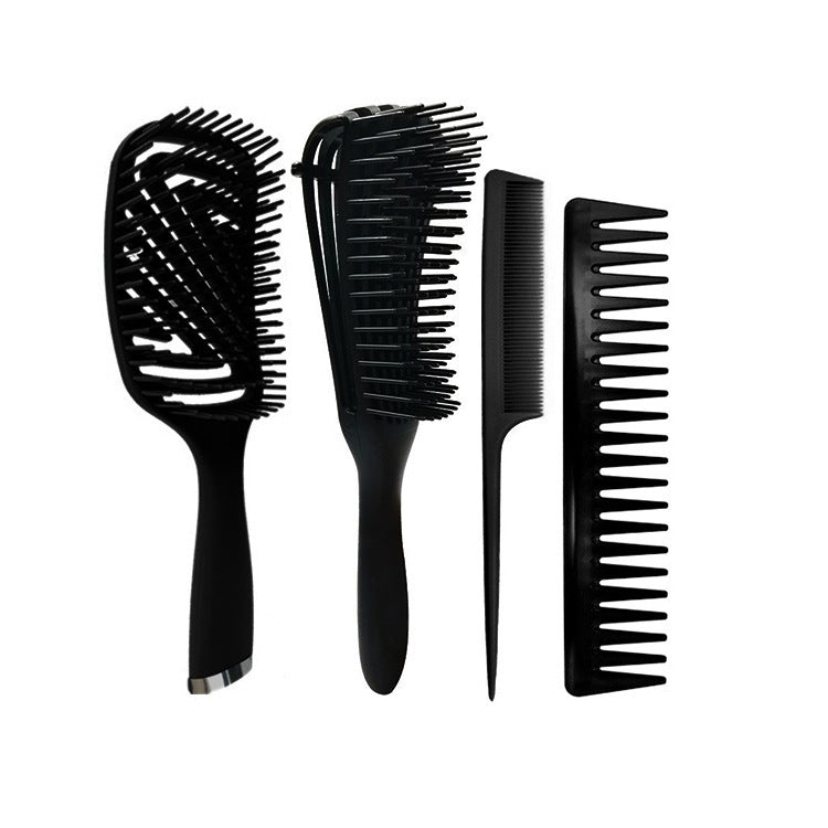 4 in 1 Home Travel Curly Hair Comb Set Massage Comb Plastic Straight Hair Tip Tail Hairdressing Wide Tooth Comb