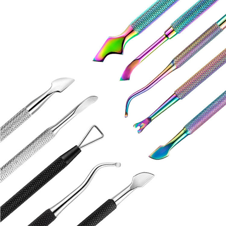 FABIYAN Stainless Steel Dead Skin Shear Steel Push Nail Art Tool Set, Specification:   Set 6