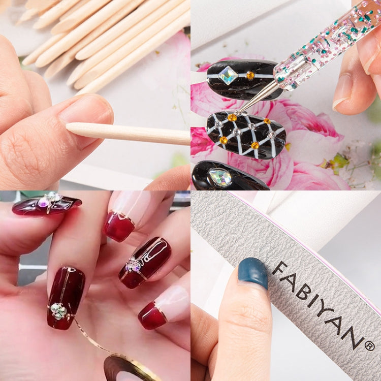 FABIYAN Nail Brush Nail Piece Set Nail Art Polishing Supplies Set, Specification: Natural Semi-sticked Small Set