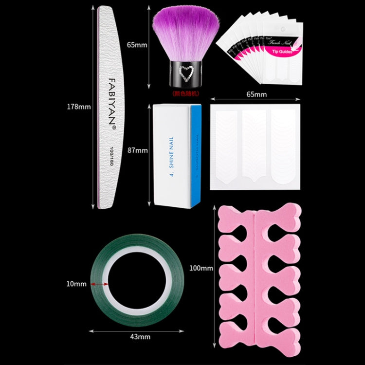 FABIYAN Nail Brush Nail Piece Set Nail Art Polishing Supplies Set, Specification: Transparent Full-sticked Small Set