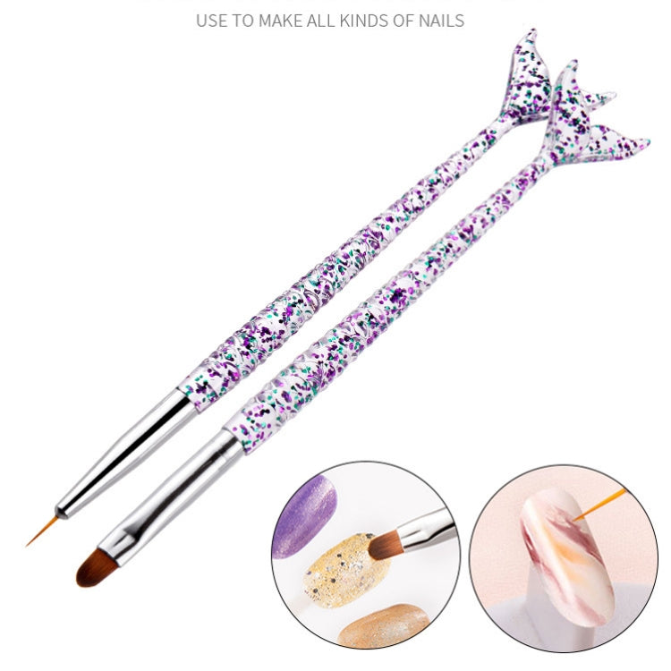 3 PCS 3 in 1 Nail Art Draw Line Abd Light Therapy Pen Fishtail Clear Purple Green Nail Pen, Color Classification: Draw Line Pen