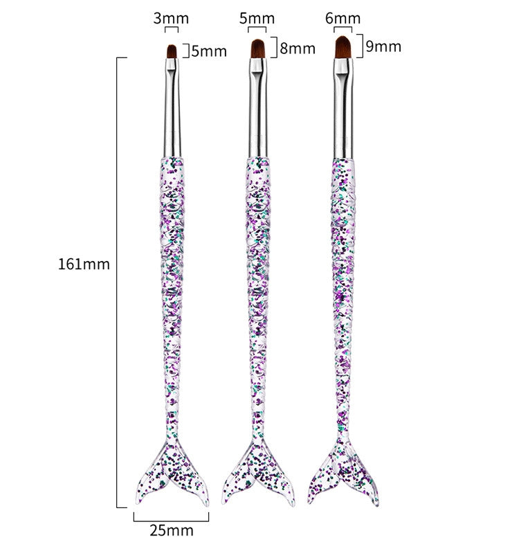3 PCS 3 in 1 Nail Art Draw Line Abd Light Therapy Pen Fishtail Clear Purple Green Nail Pen, Color Classification: Light Therapy Pen
