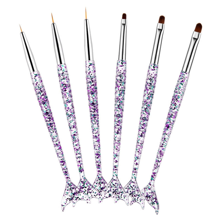 3 PCS 3 in 1 Nail Art Draw Line Abd Light Therapy Pen Fishtail Clear Purple Green Nail Pen, Color Classification: Light Therapy Pen