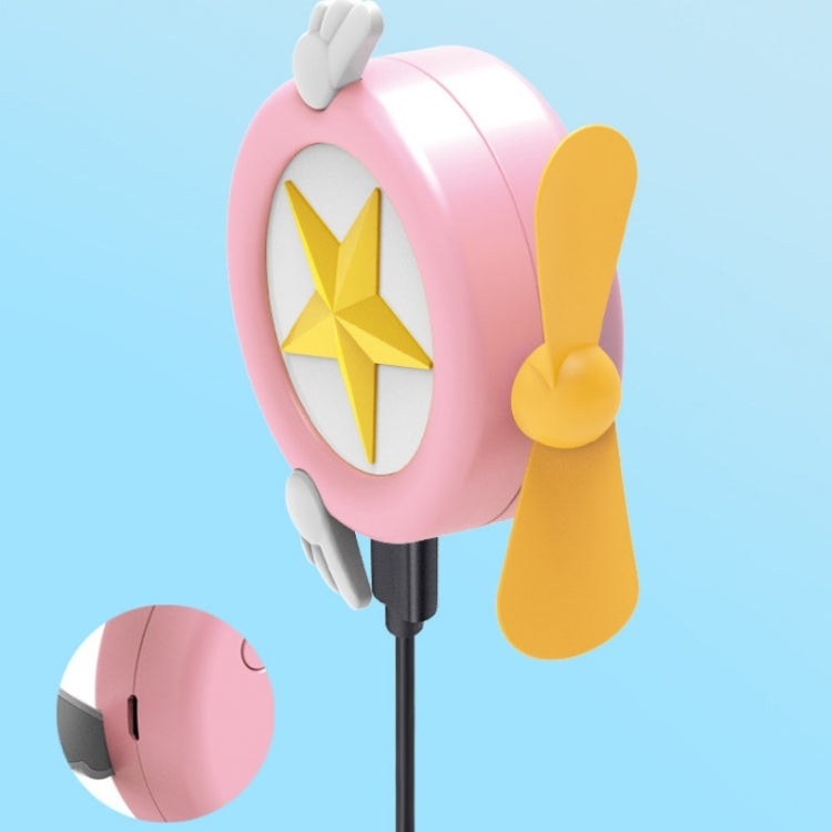 2 PCS Handheld Cartoon Magic USB Charging Mini Fan(Rose Red)