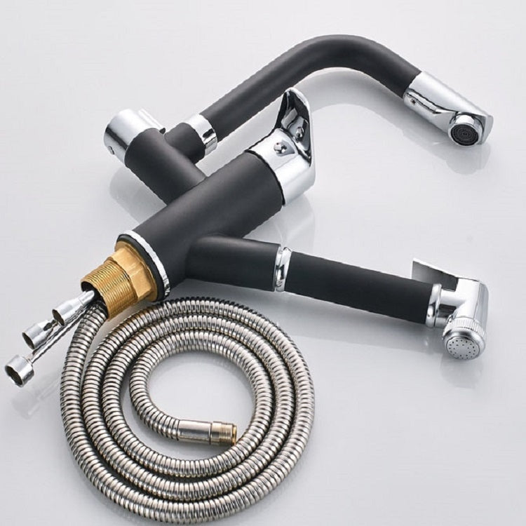 Kitchen Pull-Out Double Faucet Water Table Hot And Cold Water Faucet, Specification: Round Spray Pull