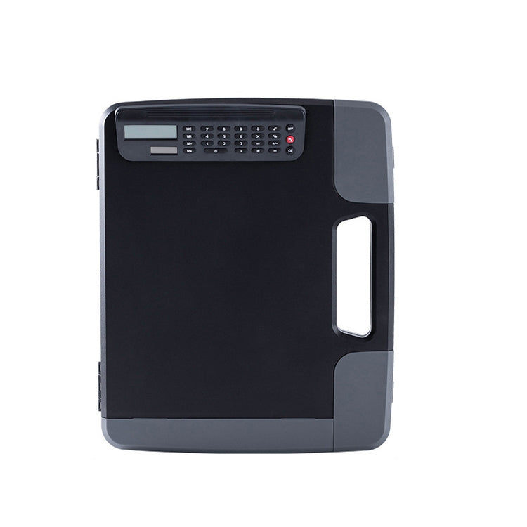 A4 File Box Folder With Calculator Writing Board Data Storage Box(Black)