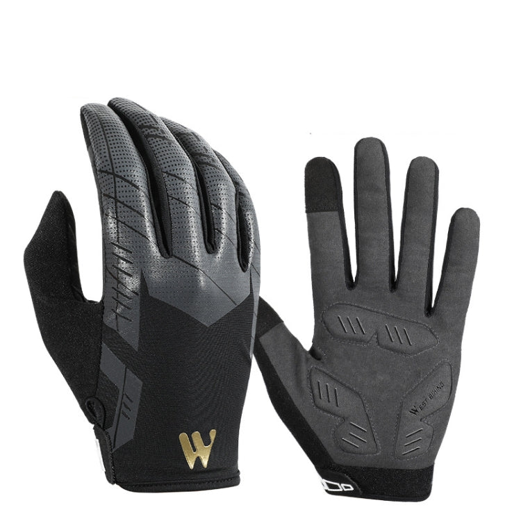 WEST BIKING YP0211207 Riding Full Finger Gloves Road Bike Mountain Bike Locomotive Shock Absorber Gloves, Size: M