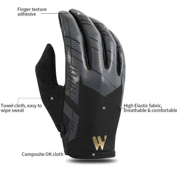 WEST BIKING YP0211207 Riding Full Finger Gloves Road Bike Mountain Bike Locomotive Shock Absorber Gloves, Size: L