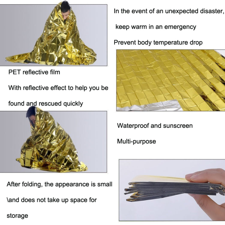 3 PCS Outdoor Survival Emergency Insulation Blanket Gold Silver Double-Sided Moisture-Proof Mat, Size: 2.2x1.6m