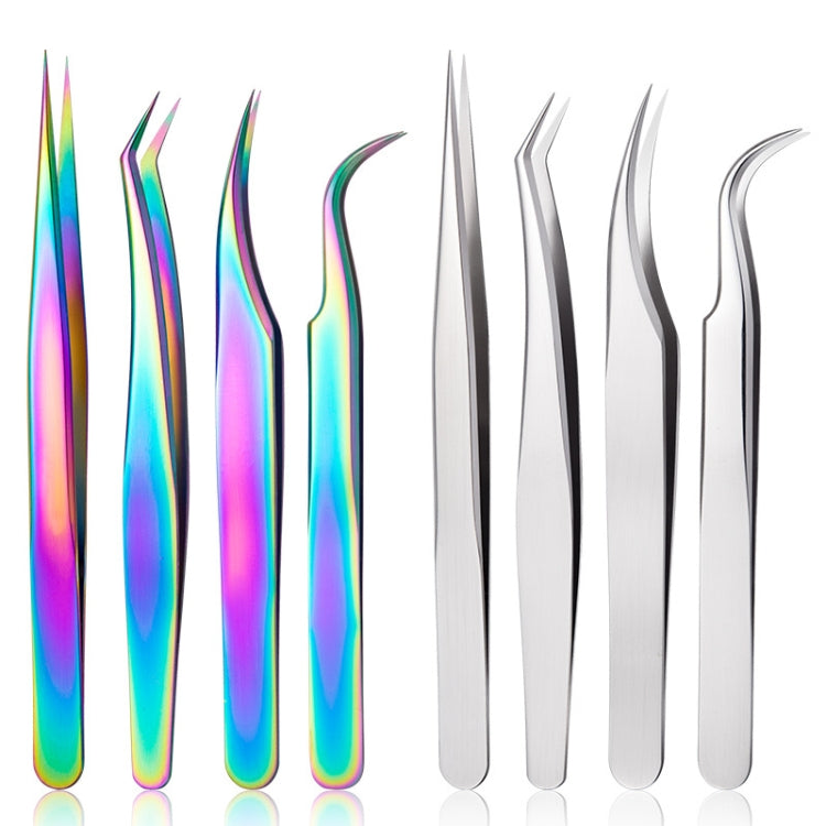 Nail Art Eyelash Tweezers Stainless Steel Colorful High Precision Grafting Eyelash Curler, Specification: 3 PCS Titanium Feather Clip