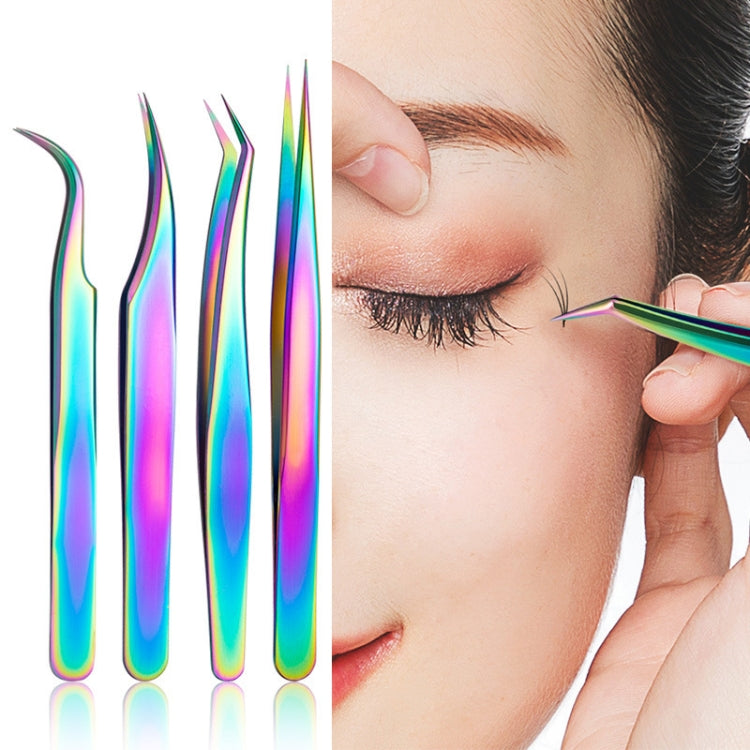 Nail Art Eyelash Tweezers Stainless Steel Colorful High Precision Grafting Eyelash Curler, Specification: 3 PCS Titanium Butterfly Clip