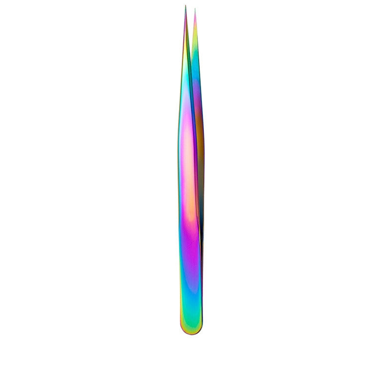 Nail Art Eyelash Tweezers Stainless Steel Colorful High Precision Grafting Eyelash Curler, Specification: 3 PCS Titanium Peacock Clip(
