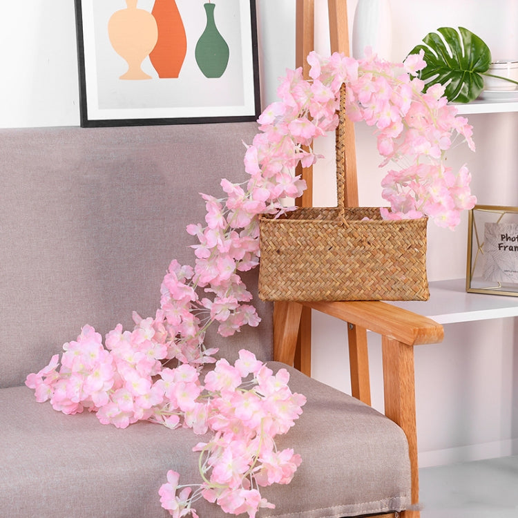 2 PCS Simulation Sakura Rattan Plastic Decorative Flower Vine, Colour: 256 Flowers Light Pink