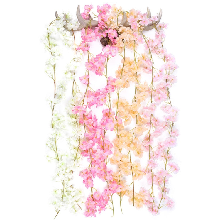 2 PCS Simulation Sakura Rattan Plastic Decorative Flower Vine, Colour: 256 Flowers Light Pink