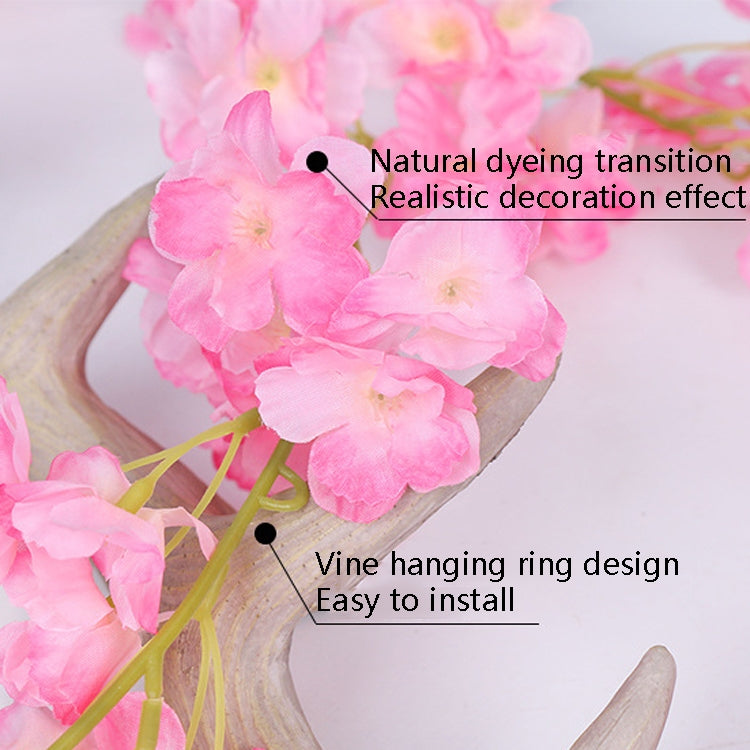 2 PCS Simulation Sakura Rattan Plastic Decorative Flower Vine, Colour: 256 Flowers White