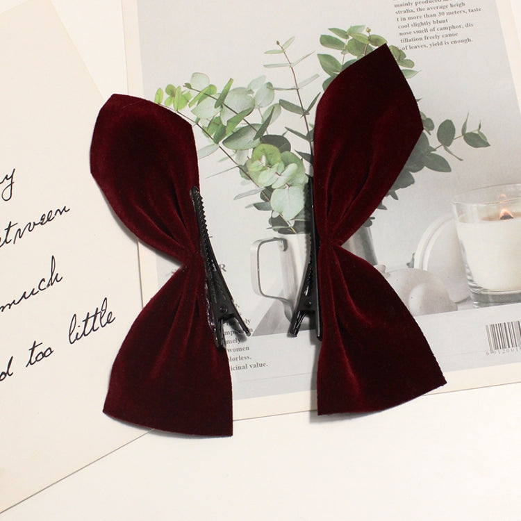 10 Pairs Half Bow Hair Clip Retro Girl Side Duckbill Clip Hair Ornament, Colour: Red