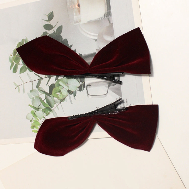 10 Pairs Half Bow Hair Clip Retro Girl Side Duckbill Clip Hair Ornament, Colour: Red