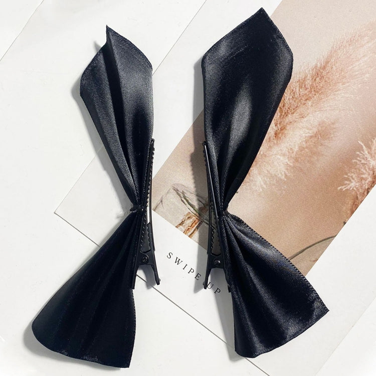 10 Pairs Half Bow Hair Clip Retro Girl Side Duckbill Clip Hair Ornament, Colour: Polyester Black