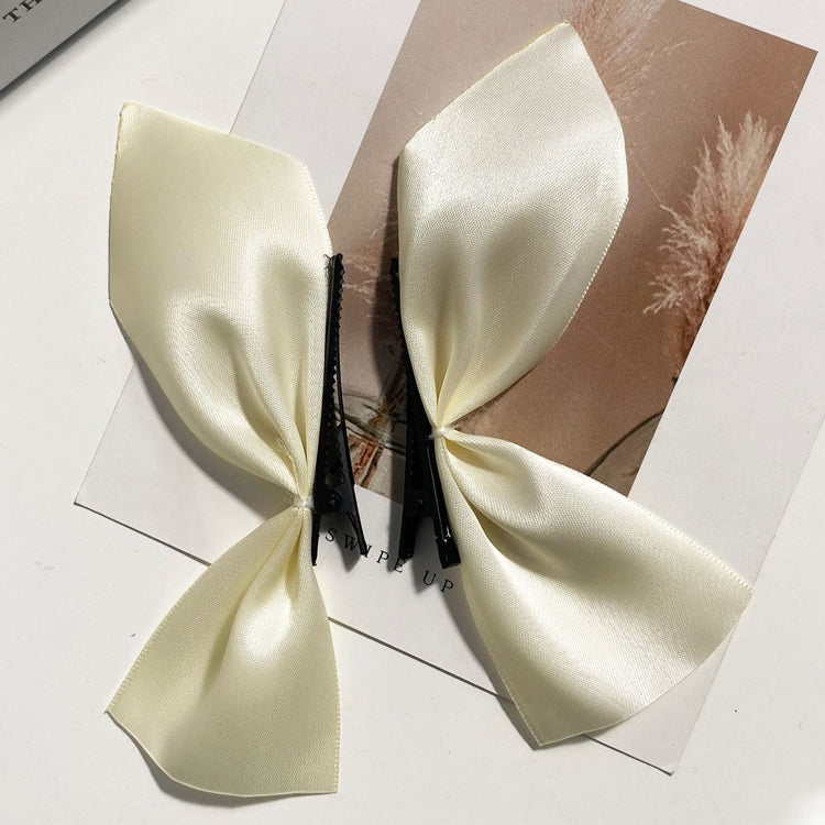 10 Pairs Half Bow Hair Clip Retro Girl Side Duckbill Clip Hair Ornament, Colour: Polyester White