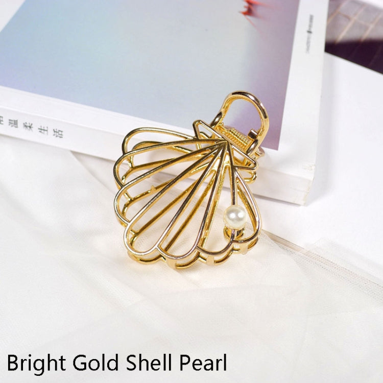 10 PCS Metal Hair Clip Retro Large Hair Clip, Colour: Bright Gold Shell Pearl