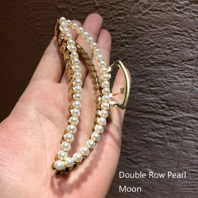 10 PCS Metal Hair Clip Retro Large Hair Clip, Colour: Double Row Pearl Moon