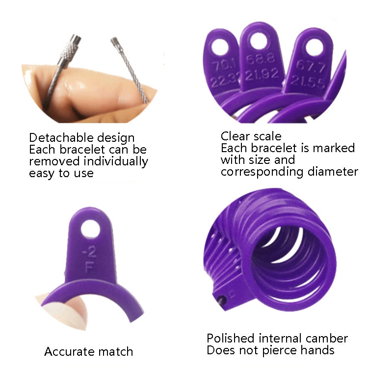 10 PCS Plastic Ring Circle Measurement Tools(Purple)