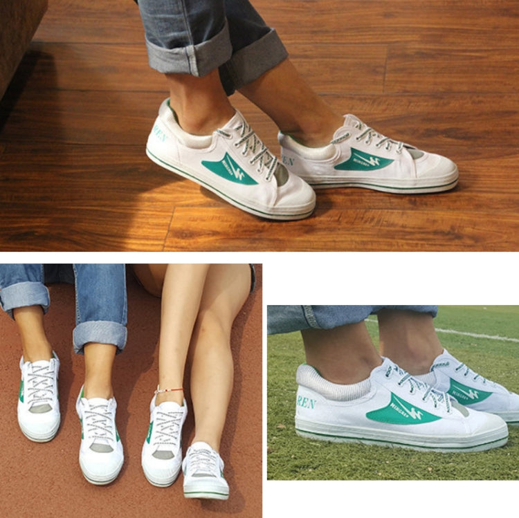 MINGREN Student Canvas Shoes Casual Antiskid Retro Sneakers, Size: 44(White Green)