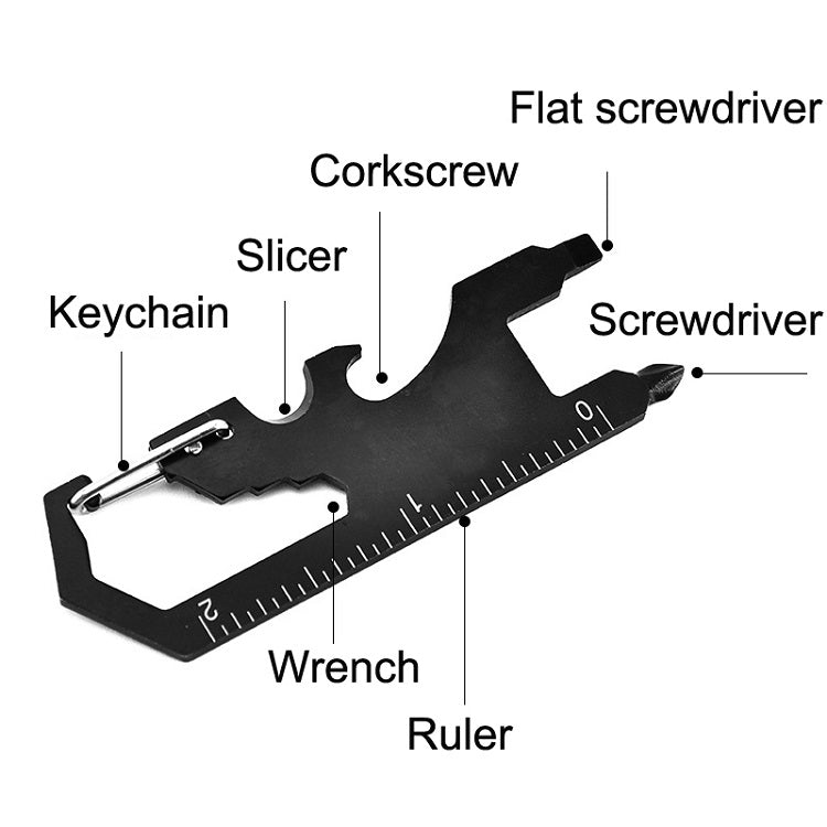 5 PCS 7 In 1 Outdoor Multi-Function Keychain Tool Card(Black)