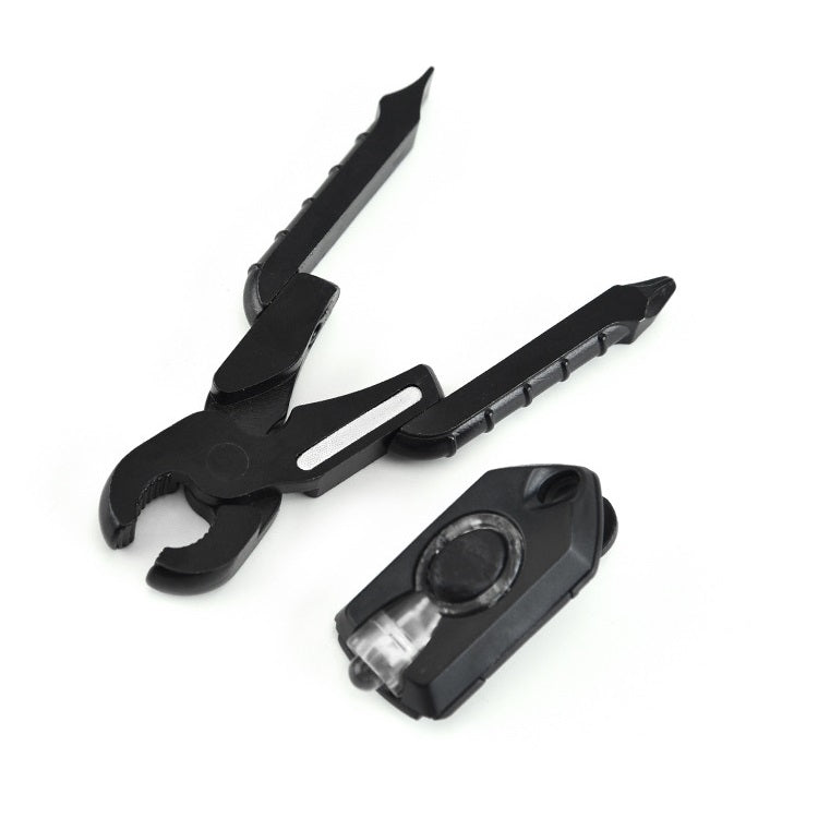 9 In1 Multifunctional Stainless Steel Folding Pliers EDC Outdoor Tools, Specification: Black Pliers + Black Light