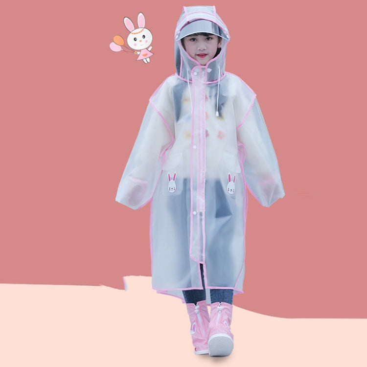 CYX307 Students And Children With Schoolbags Raincoats Full-Body Waterproof Poncho, Size: L(Powder)