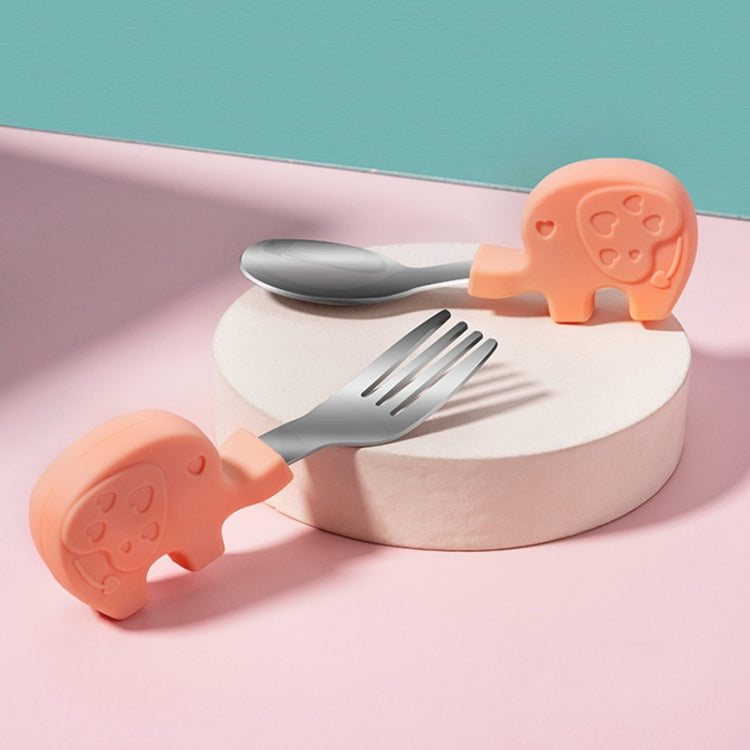 2 Sets Baby Training Short Handle Eating Spoon Children Stainless Steel Spoon Tableware