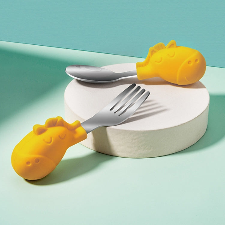 2 Sets Baby Training Short Handle Eating Spoon Children Stainless Steel Spoon Tableware