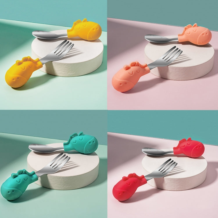 2 Sets Baby Training Short Handle Eating Spoon Children Stainless Steel Spoon Tableware