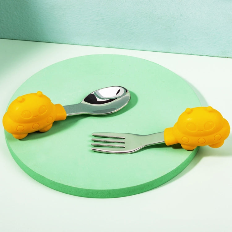 2 Sets Baby Training Short Handle Eating Spoon Children Stainless Steel Spoon Tableware