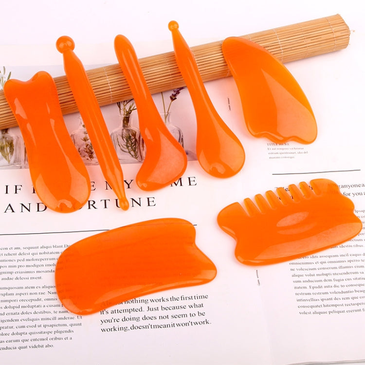 10 PCS Resin Scraping Sheet Massage Facial Tendon Stick Beauty Salon Shave Board Acupuncture Pen, Color Classification: Resin  Yellow Meridiary Comb