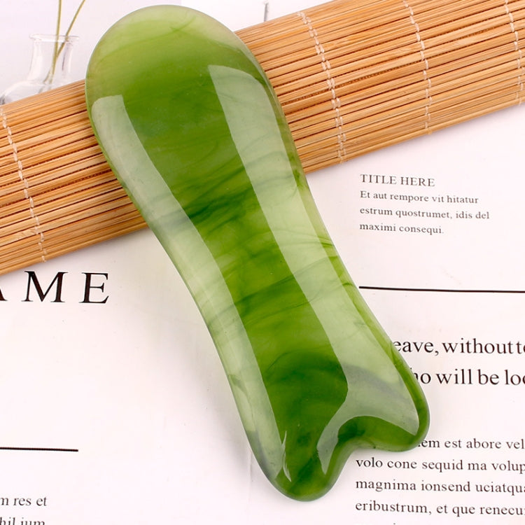 10 PCS Resin Scraping Sheet Massage Facial Tendon Stick Beauty Salon Shave Board Acupuncture Pen, Color Classification: Emerald Green Fish Plate