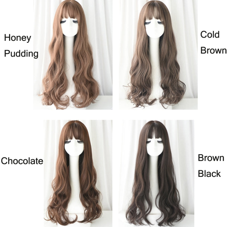 73cm Women Natural Wig Long Wavy Curly Hair With Bangs Chemical Fiber Wig