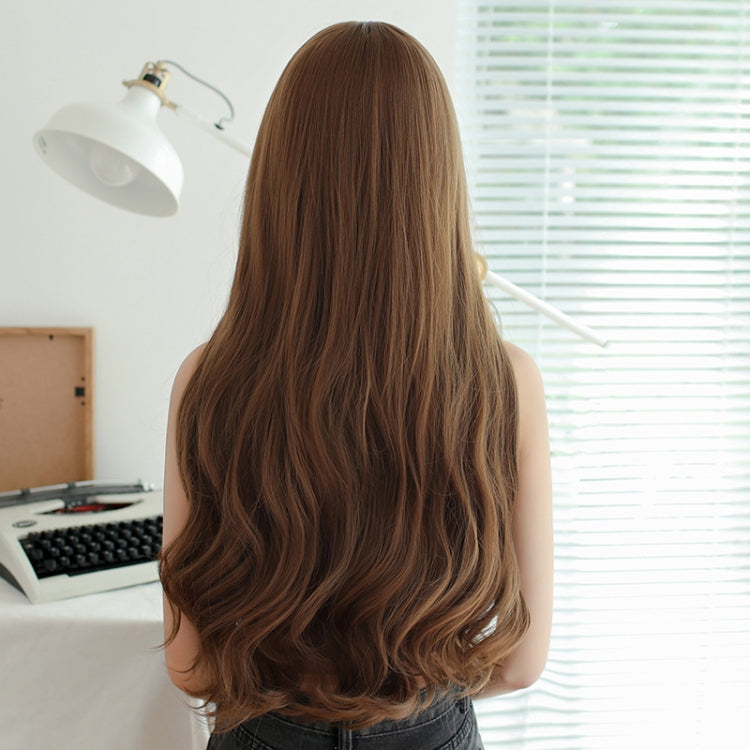 73cm Women Natural Wig Long Wavy Curly Hair With Bangs Chemical Fiber Wig