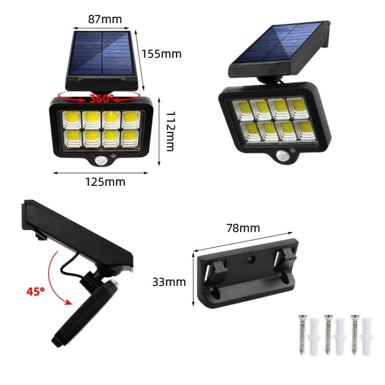 TY07009 120 LED  Outdoor Solar Wall Lamp Rotatable Human Body Induction Courtyard Light
