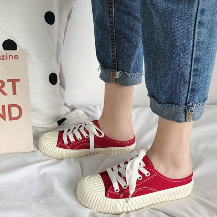 Women Half Slippers Canvas Shoes Non-Slip Sneakers, Size: 35