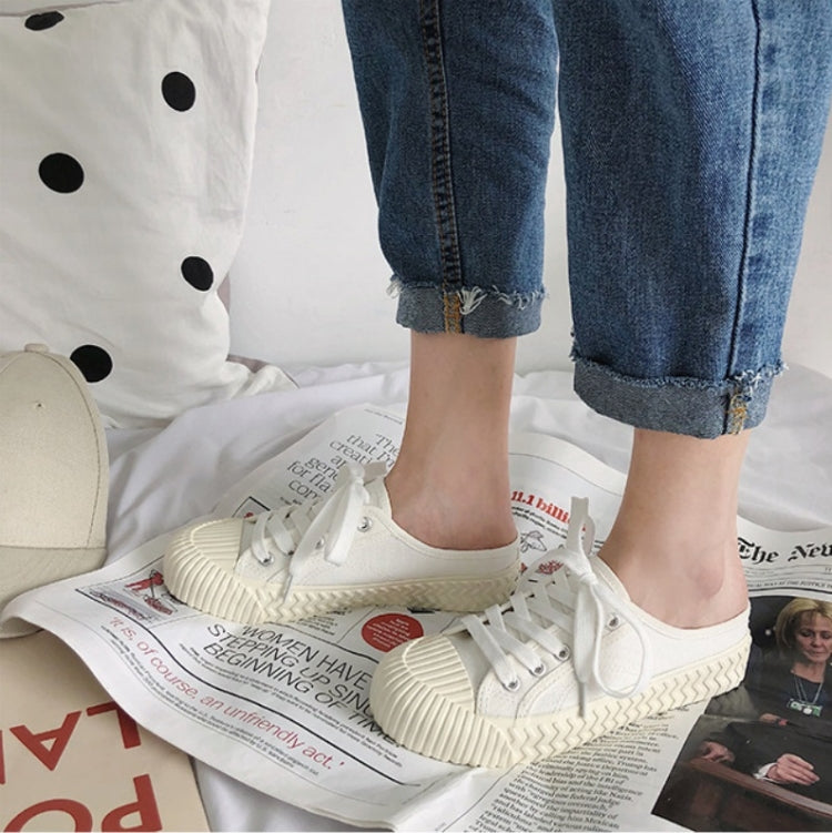 Women Half Slippers Canvas Shoes Non-Slip Sneakers, Size: 36