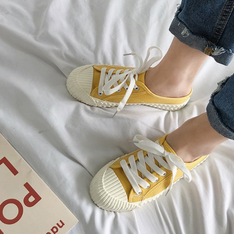 Women Half Slippers Canvas Shoes Non-Slip Sneakers, Size: 36